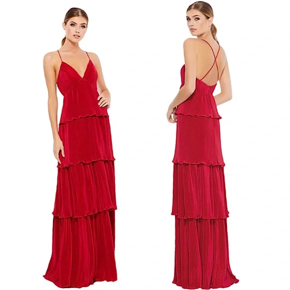 chinese dress ladies Spaghetti Strap Ruffle Maxi Dress 1(MEDIUM) / Black